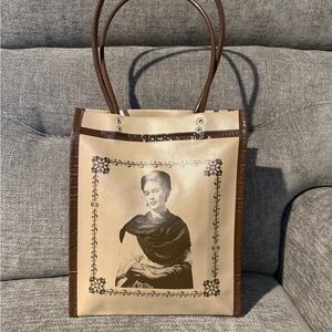 Frida Kahlo Tote from Mexico - Brown and Tan Tote Bag